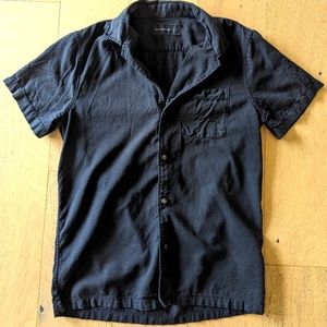 Abercrombie short sleeve camp collar button up shirt in black